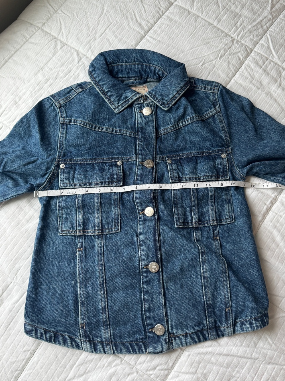 Free People asymmetrical dark wash jean denim jacket - Picture 5 of 9